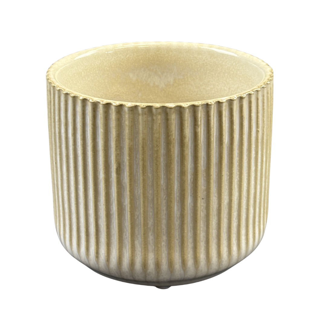 Pot White with Vertical Stripes
