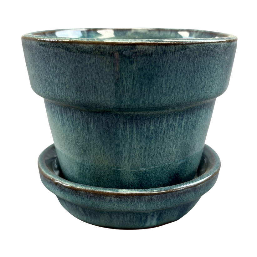 Pot With Saucer Glazed