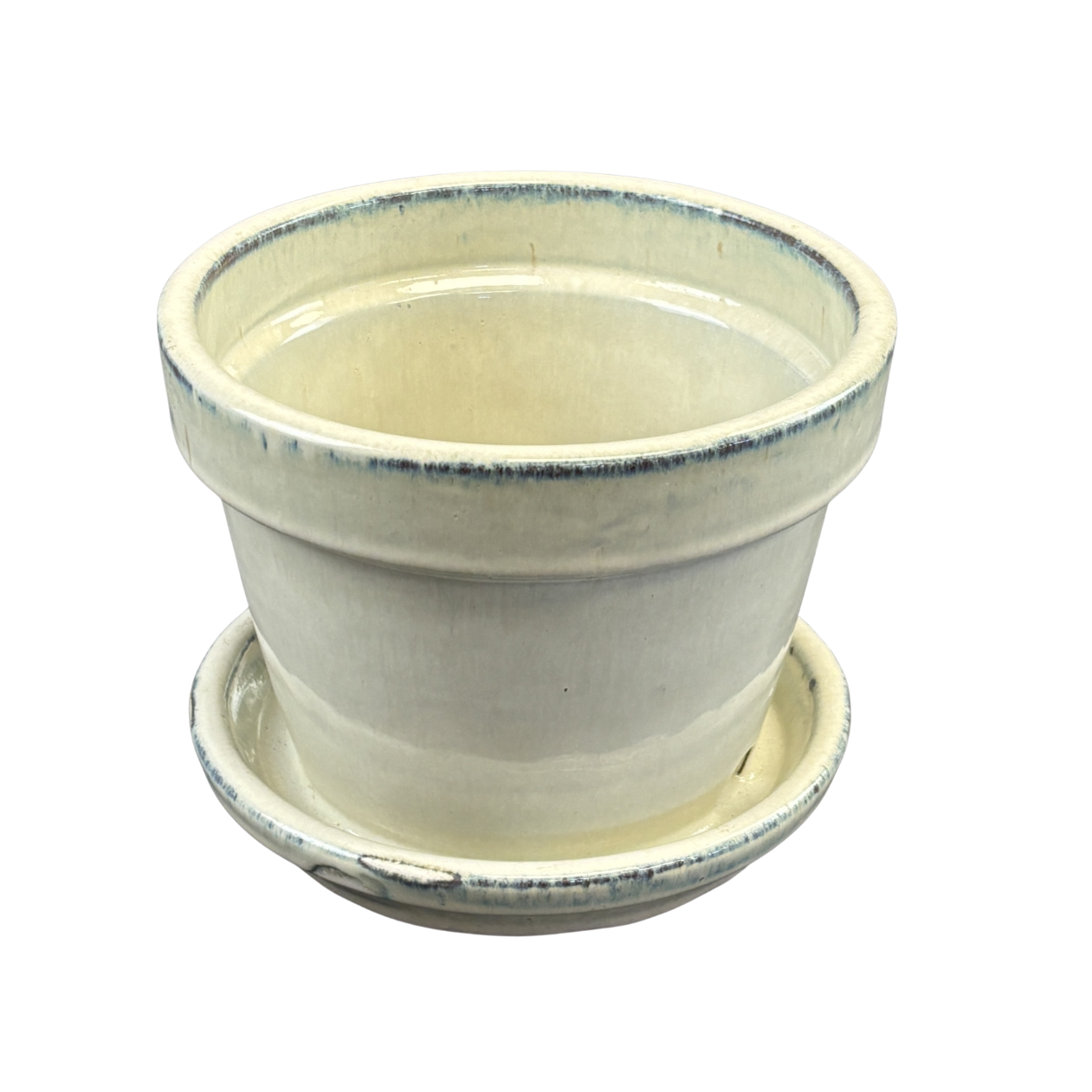 Pot with Saucer Glazed