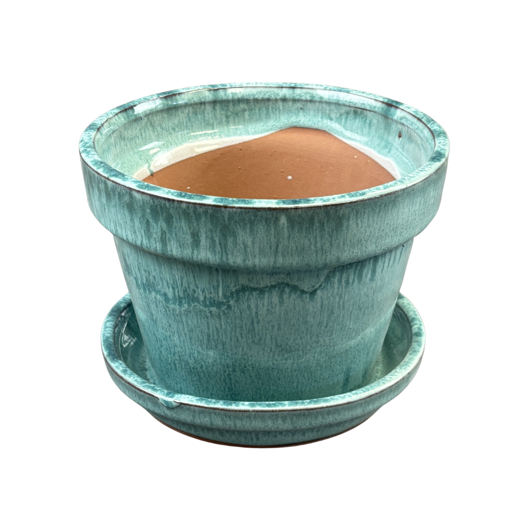 Pot with Saucer Glazed