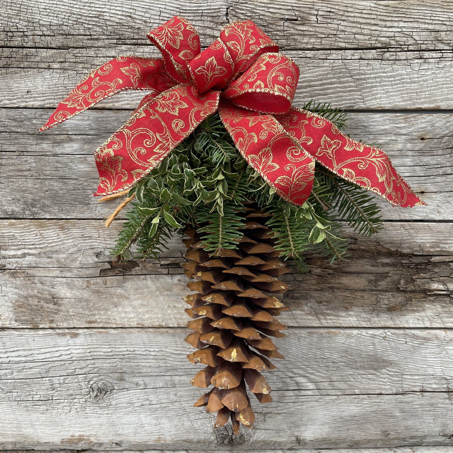 Fresh Door Hanger Sugar Cone/Greens & Bow