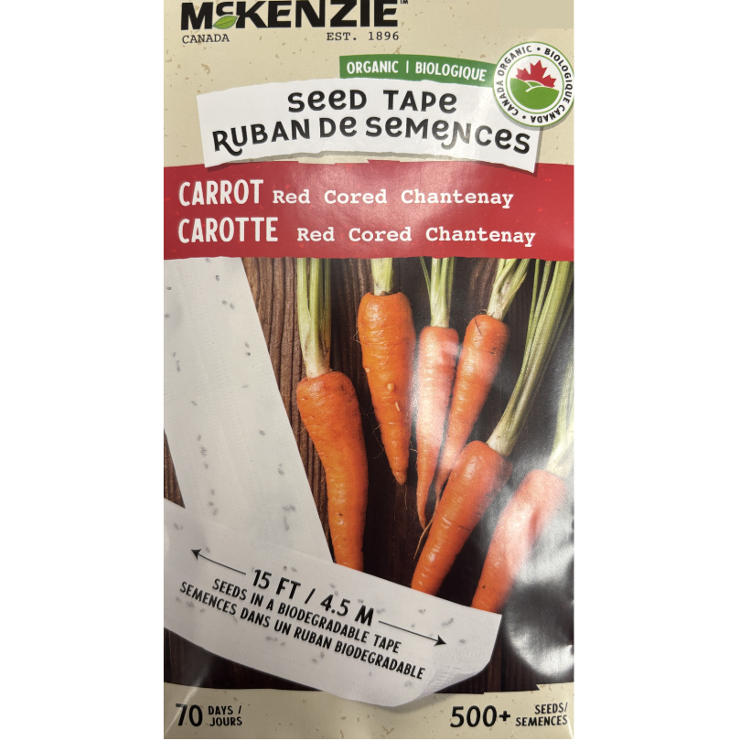 McKenzie Seed Tape Organic Carrot Red Cored Chantenay Pkg.