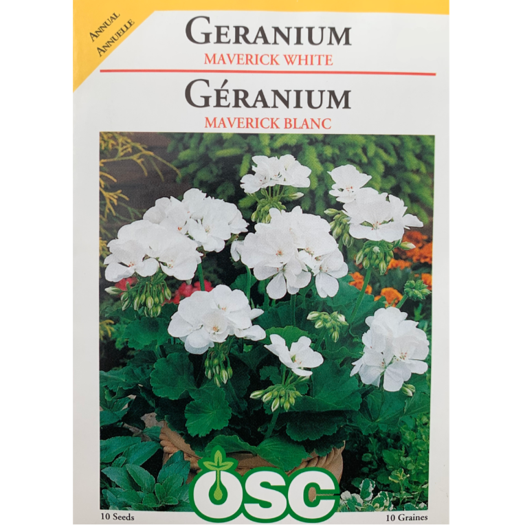 OSC Seeds Geranium Maverick White Pkg.