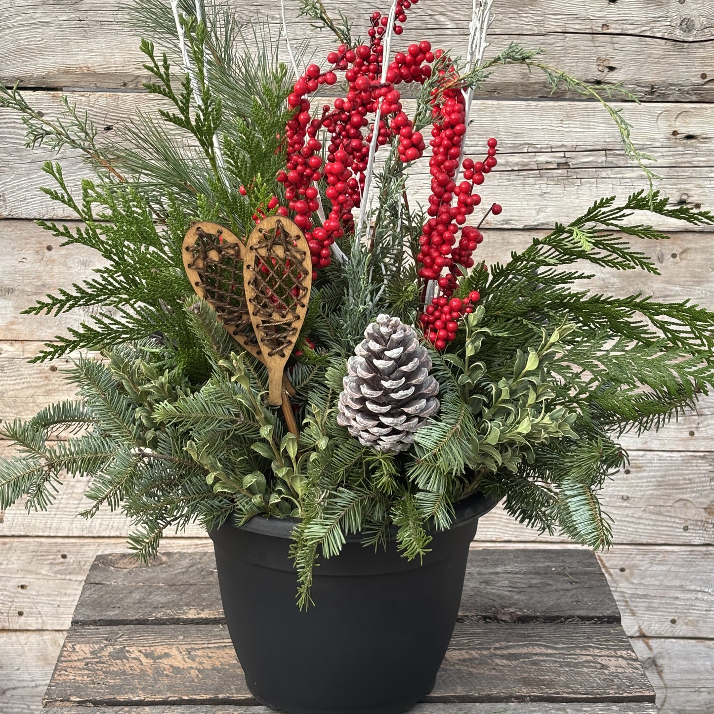Fresh Christmas Planter 'Snowshoe Season'
