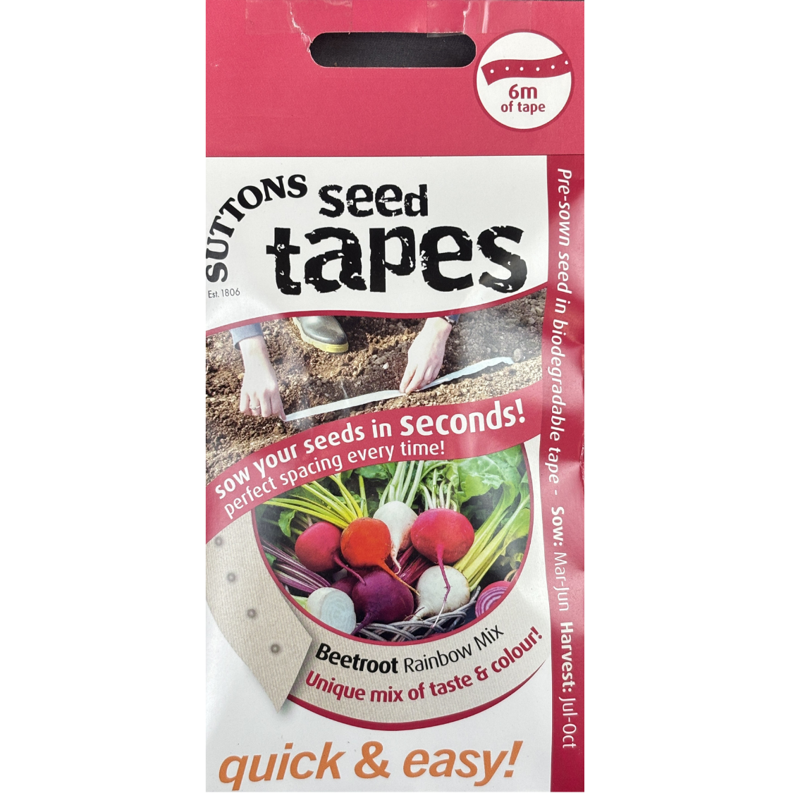 Suttons Seed Tape Beetroot Rainbow Mix Pkg.