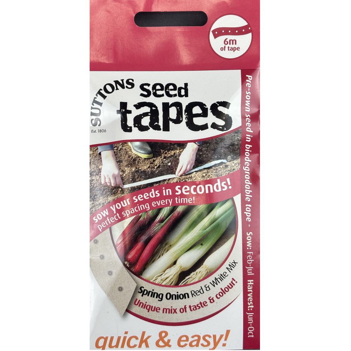 Suttons Seed Tape Spring Onion Red & White Mix Pkg.