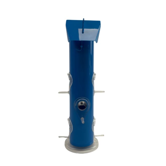 Bird Feeder Blue Metal Tube