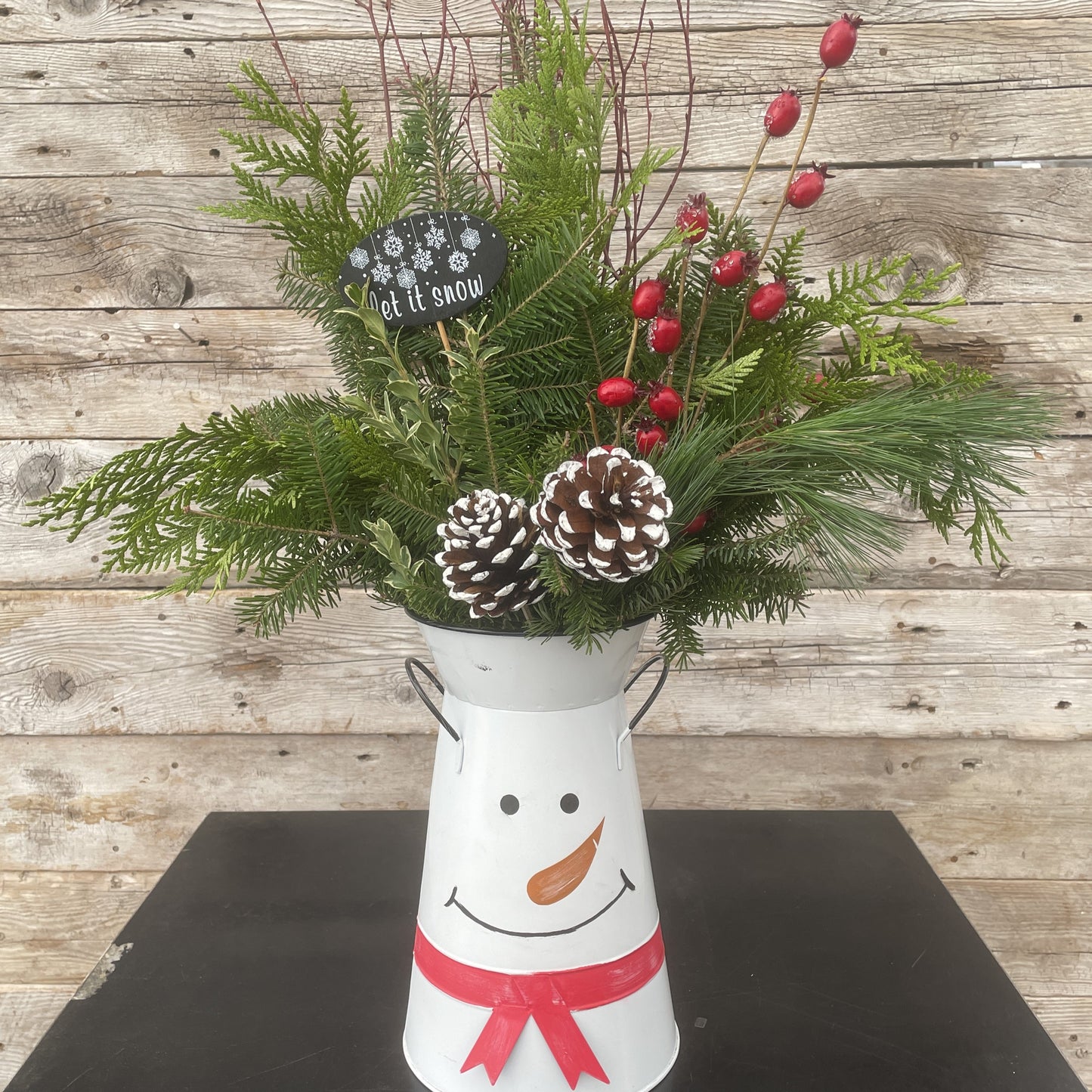 Christmas Planter Snowman Face Pot