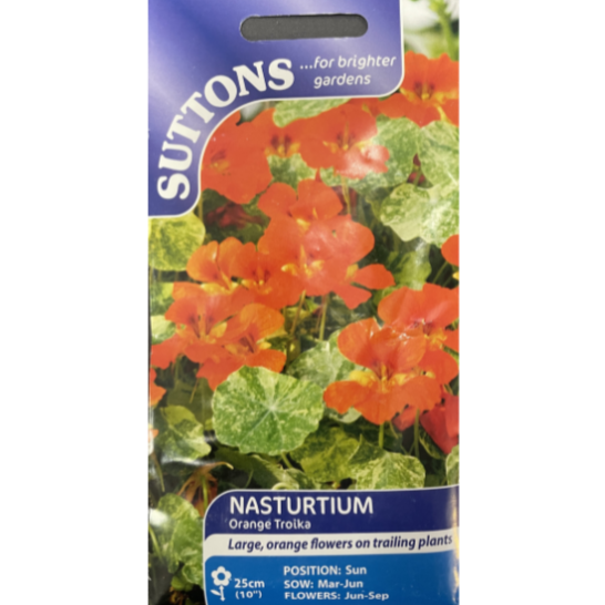 Suttons Seed Nasturtium Orange Troika Pkg.