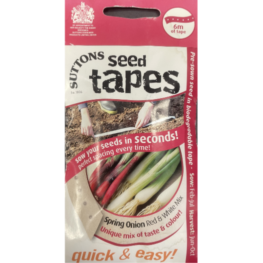 Suttons Seed Tape Spring Onion Red & White Mix Pkg.