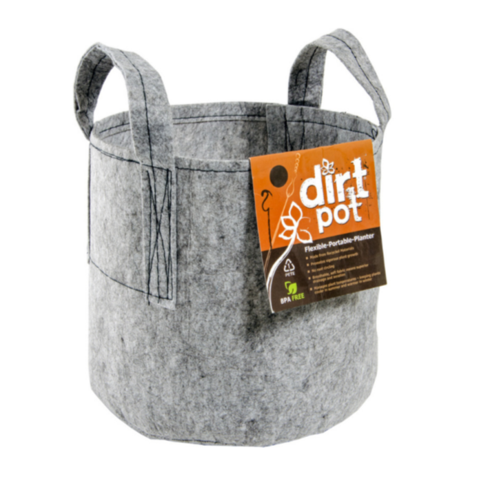 Hydrofarm Dirt Pot Flexible Fabric Planters With Handles