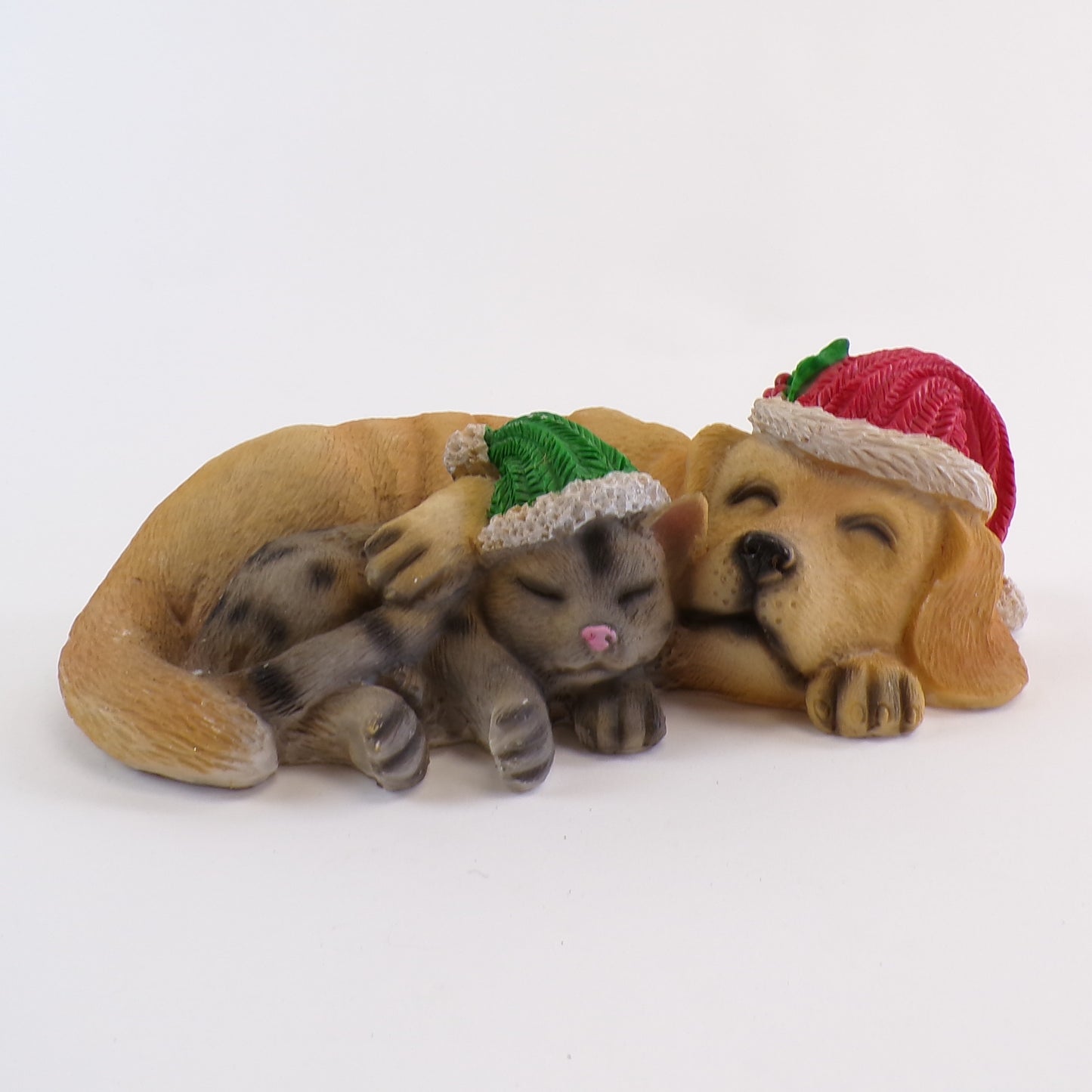 Christmas Sleeping Cat and Dog 9.75"