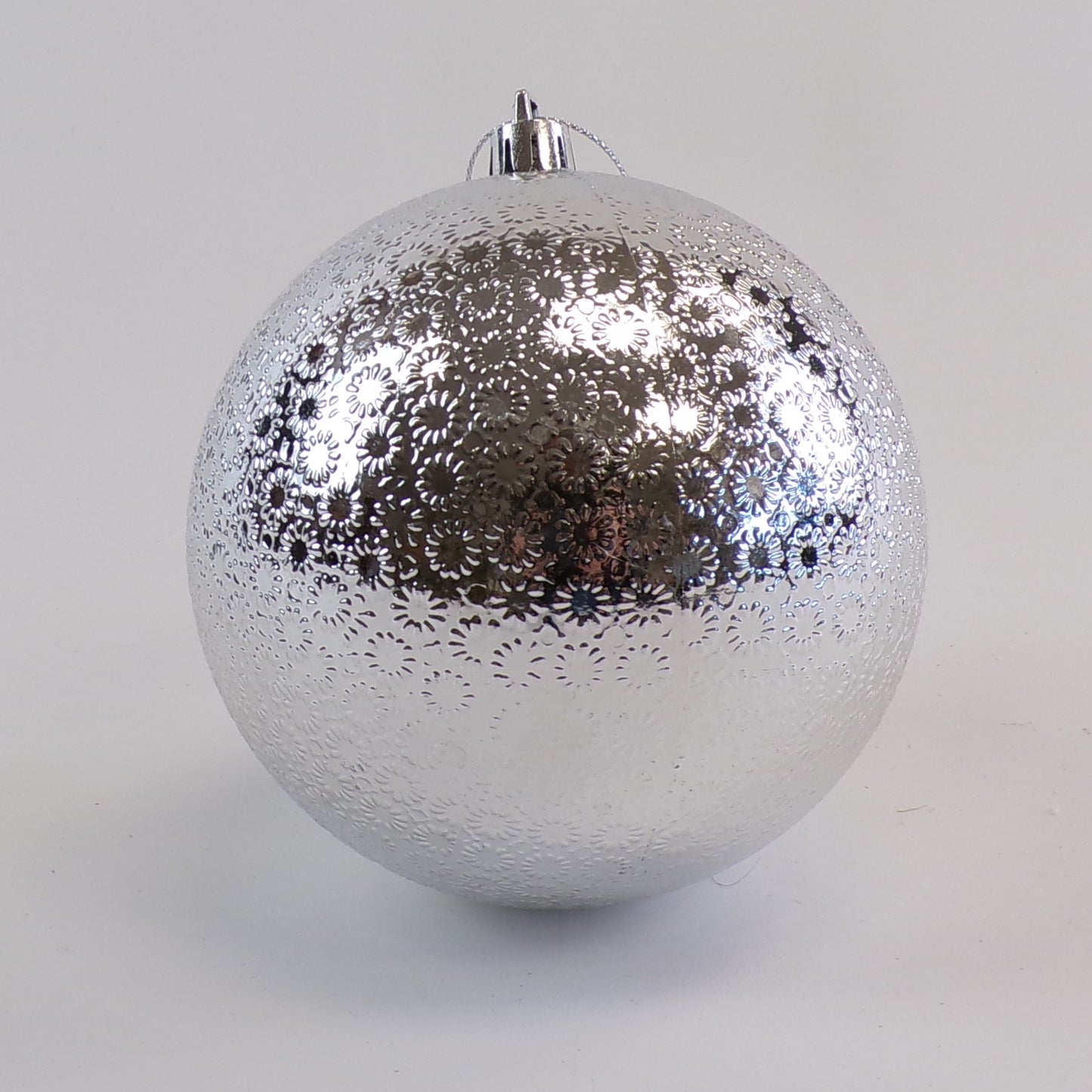 Christmas Ornament Embossed Silver 4"
