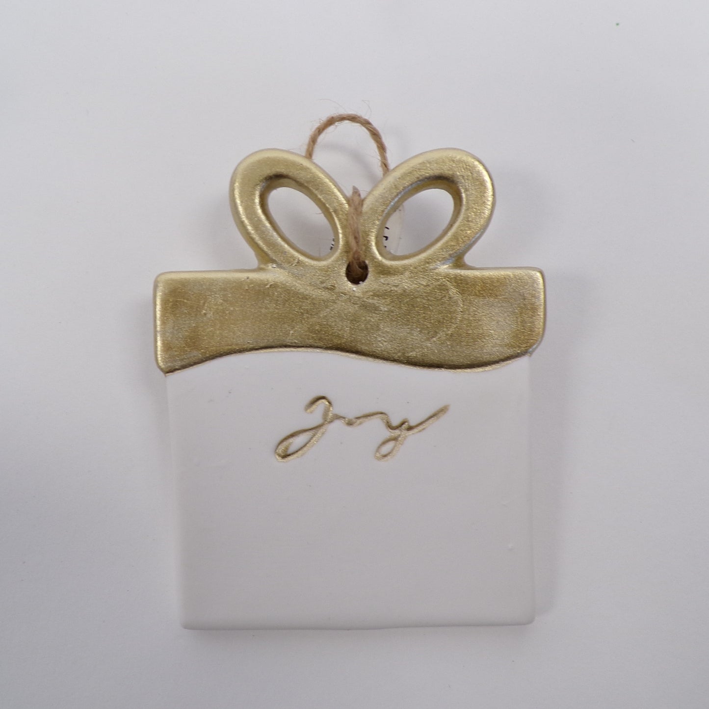Christmas Ornament Ceramic Joy White/Gold