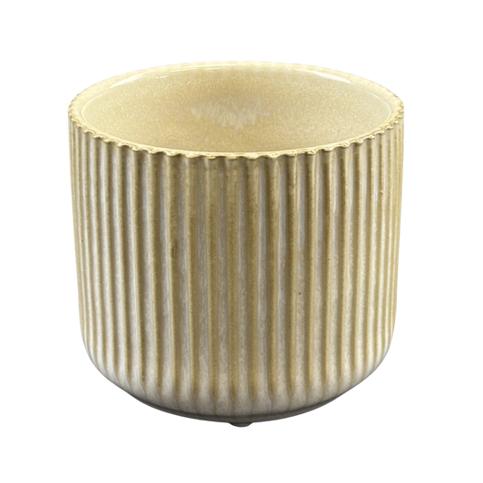 Pot White with Vertical Stripes