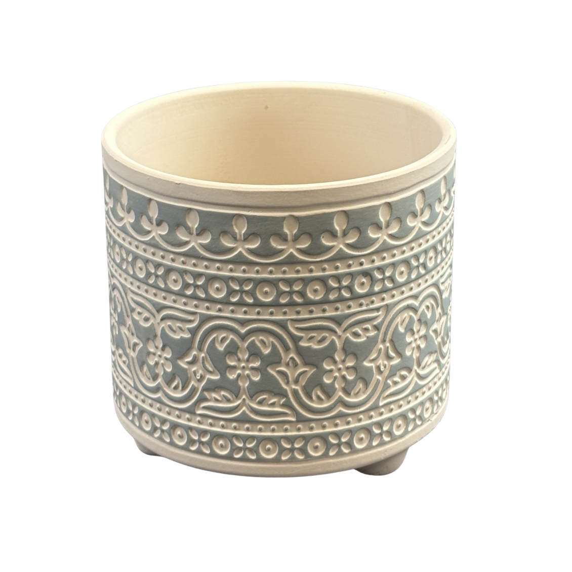 Blue Stencil with Legs Planter