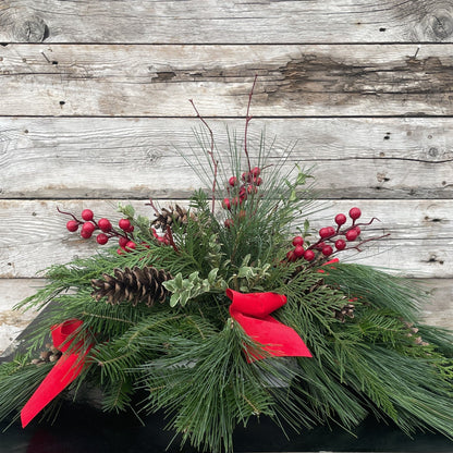 Fresh Greens Centrepiece Natural with Cones & Berries
