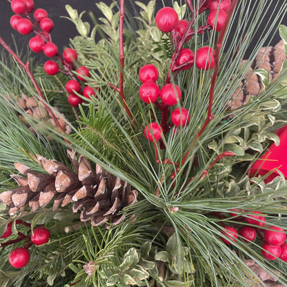 Fresh Greens Centrepiece Natural with Cones & Berries