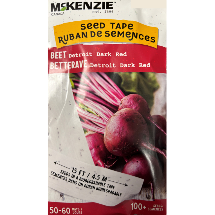 McKenzie Seed Tape Beet Detroit Dark Red Pkg.