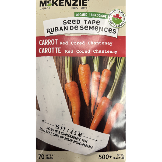 McKenzie Seed Tape Organic Carrot Red Cored Chantenay Pkg.