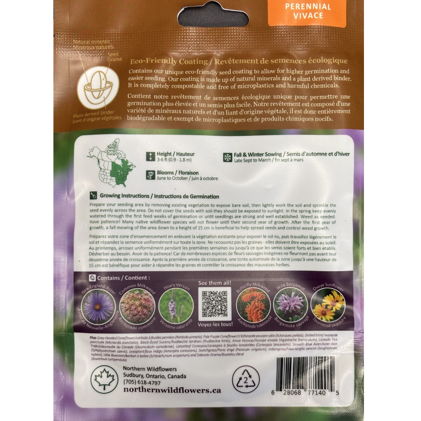 Northern Wildflowers Large Dry and Sunny Seed Mix 25g Pkg.