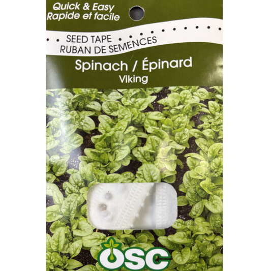 OSC Seed Tape Spinach Viking Pkg.