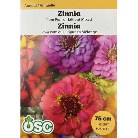 OSC Seeds Zinnia Pom Pom or Lilliput Mixed Pkg.