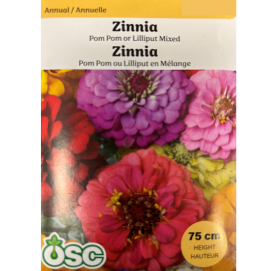 OSC Seeds Zinnia Pom Pom or Lilliput Mixed Pkg.