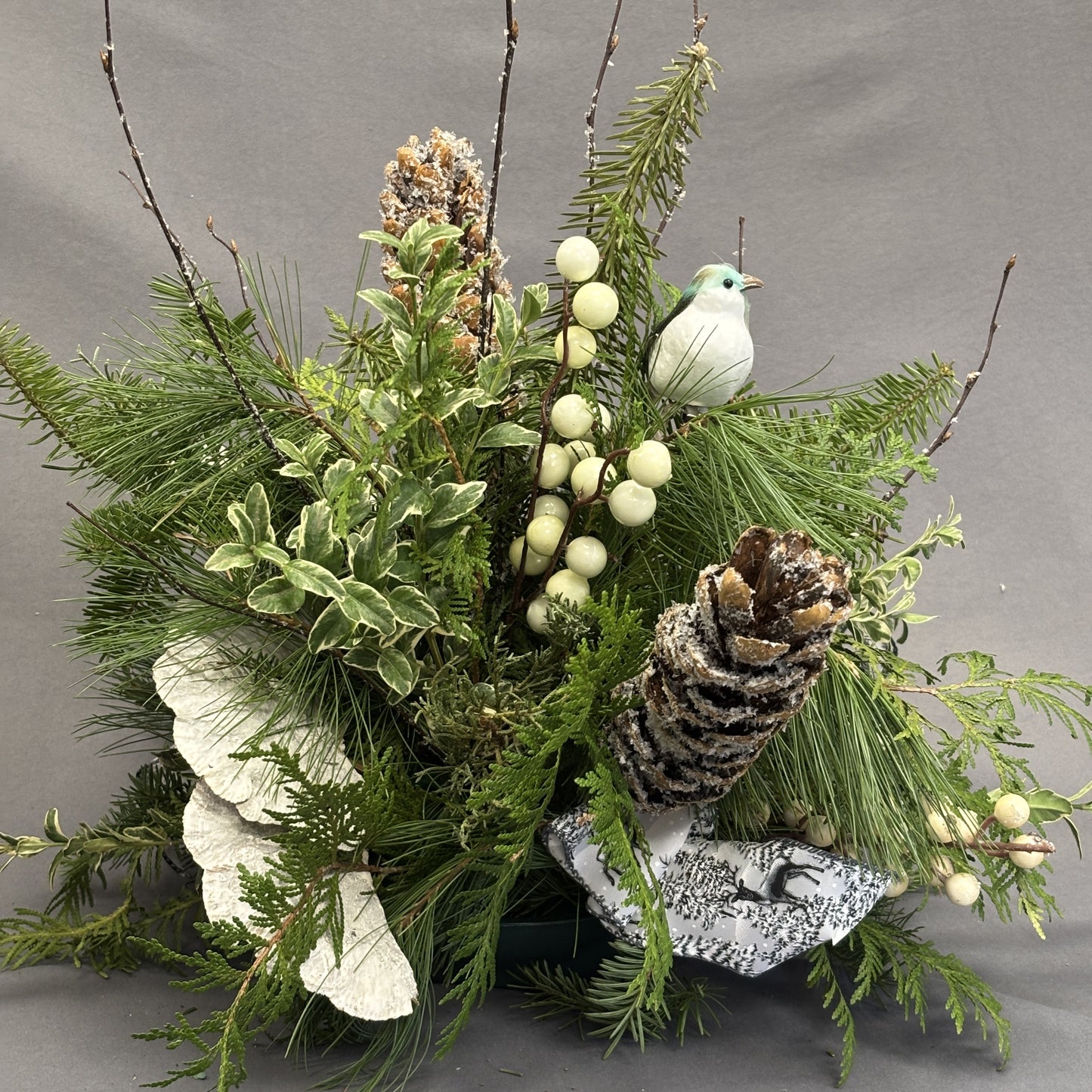Fresh Greens Centrepiece Winter Magic with Bird