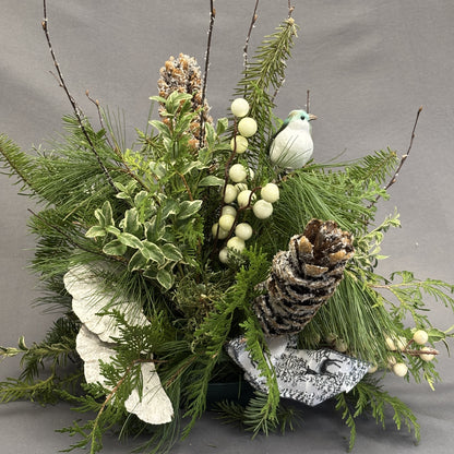 Fresh Greens Centrepiece Winter Magic with Bird