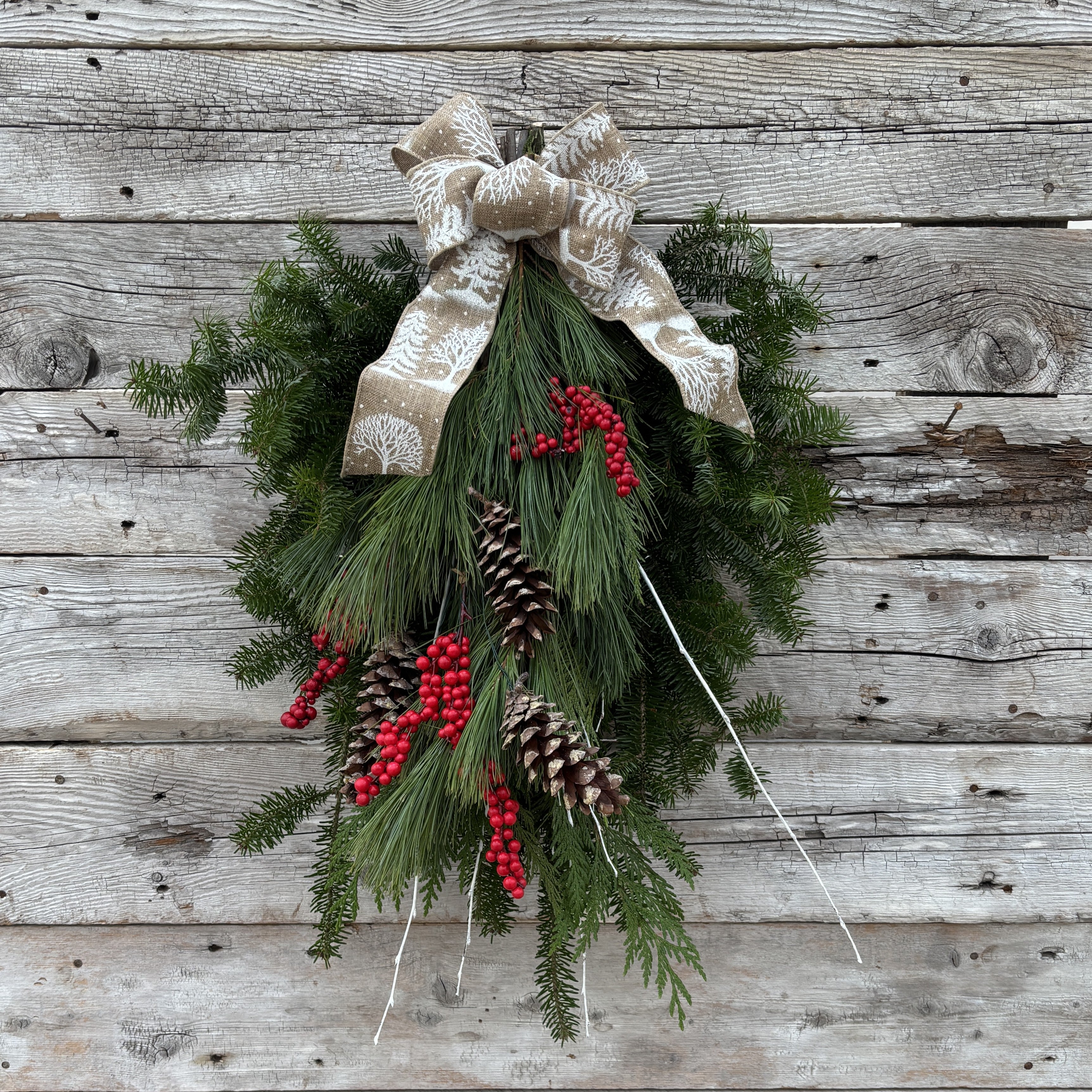 Fresh Swag  - Traditional Red With Berries & Cones