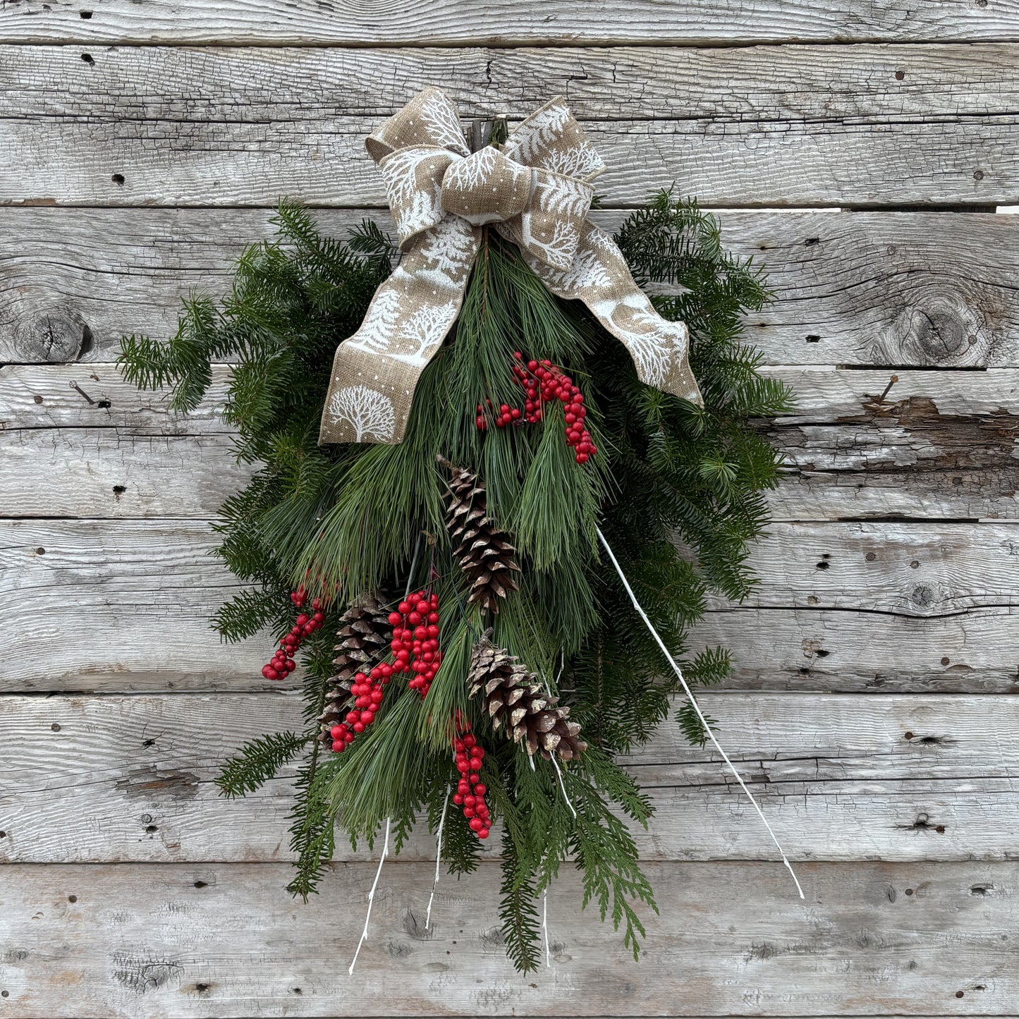 Fresh Swag  - Traditional Red With Berries & Cones