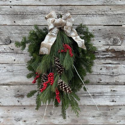 Fresh Swag  - Traditional Red With Berries & Cones