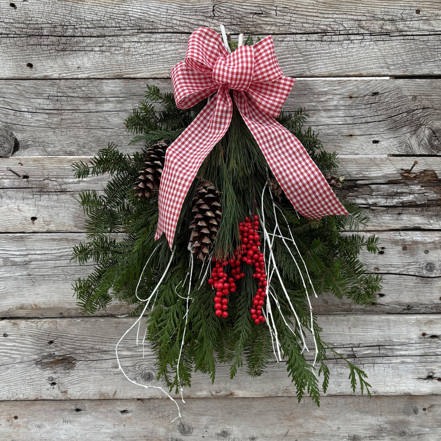 Fresh Swag  - Traditional Red With Berries & Cones