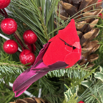 Fresh Greens Centrepiece Cardinal with Cones
