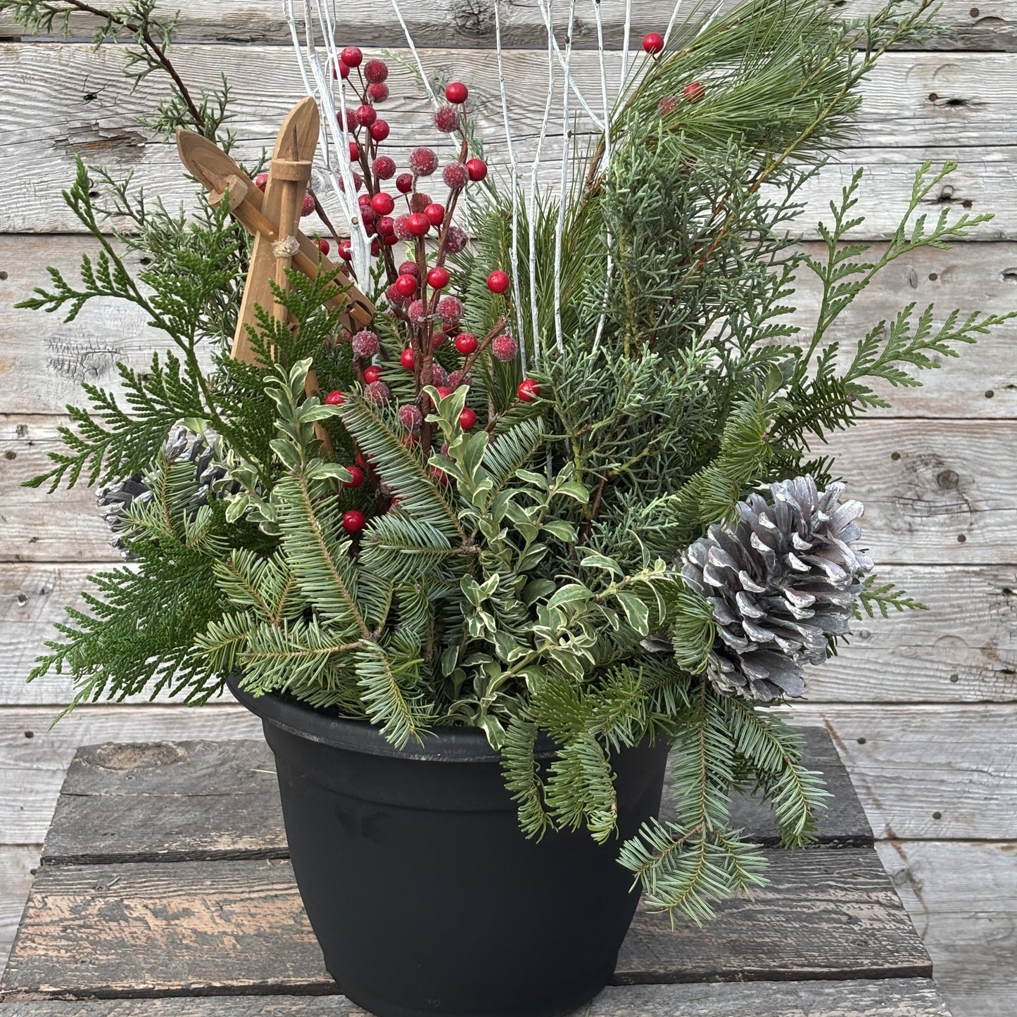 Christmas Planter 'Ski Season'
