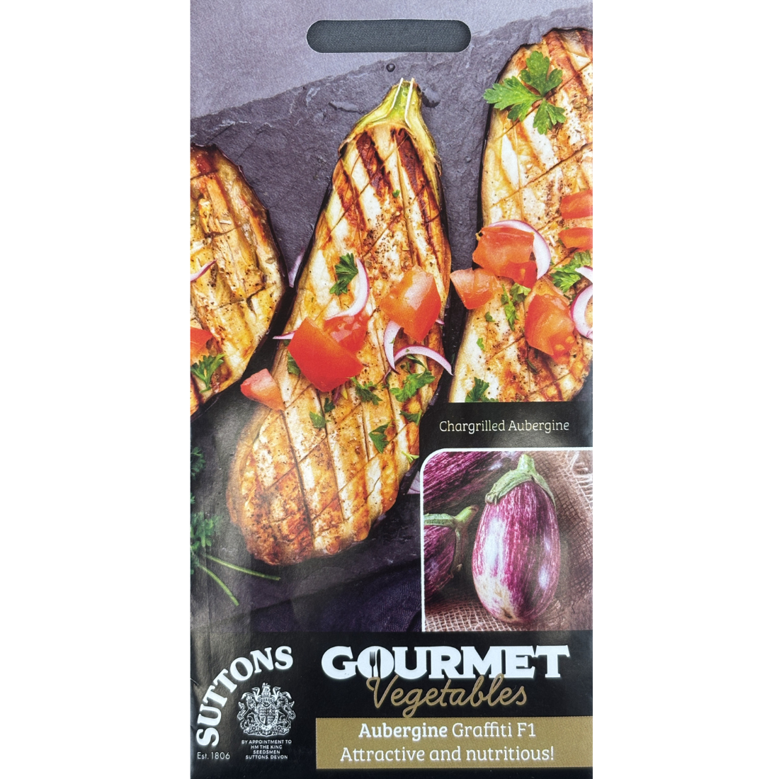 Suttons Seed Eggplant Aubergine Graffiti F1
