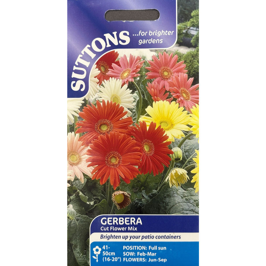 Suttons Seed Gerbera Cut Flower Mix Pkg.