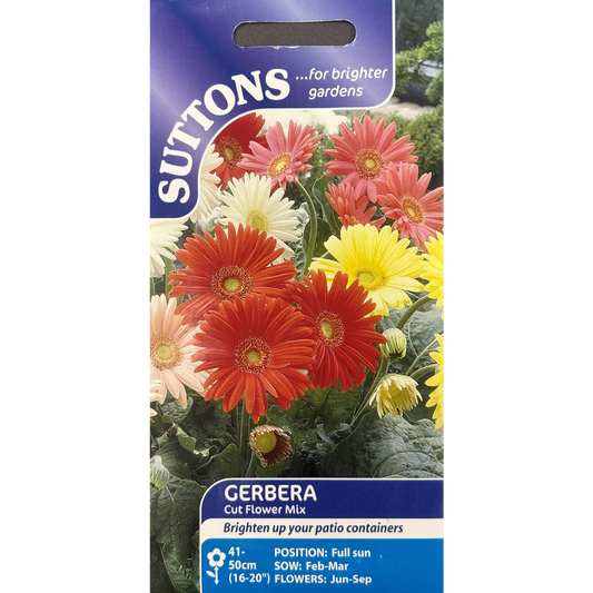 Suttons Seed Gerbera Cut Flower Mix Pkg.
