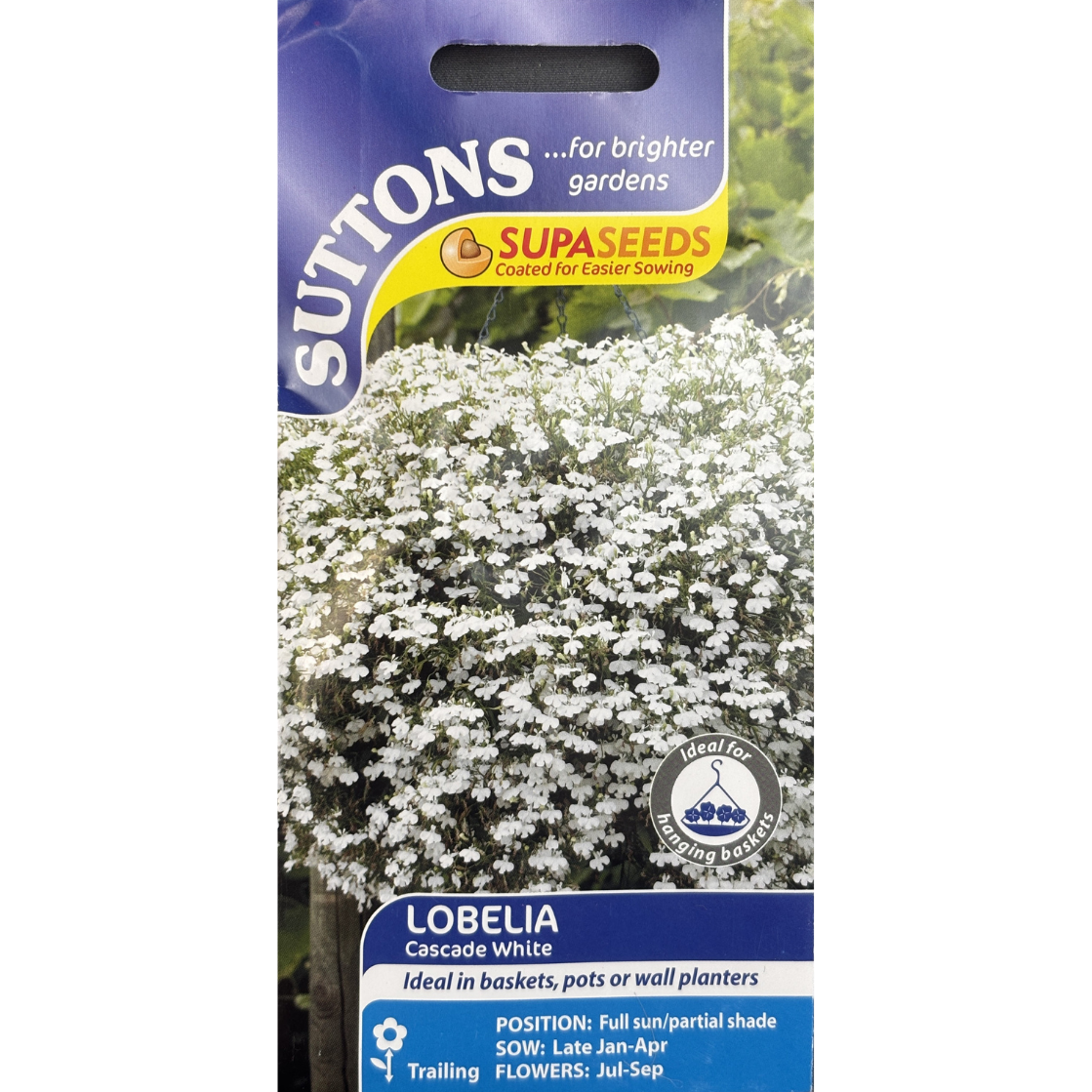 Suttons Seed Lobelia Cascade White Pkg.