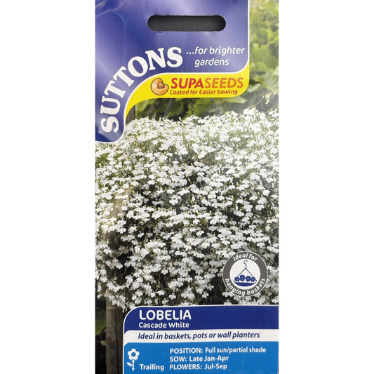 Suttons Seed Lobelia Cascade White Pkg.