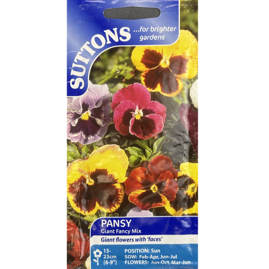 Suttons Seed Pansy Giant Fancy Mix Pkg.