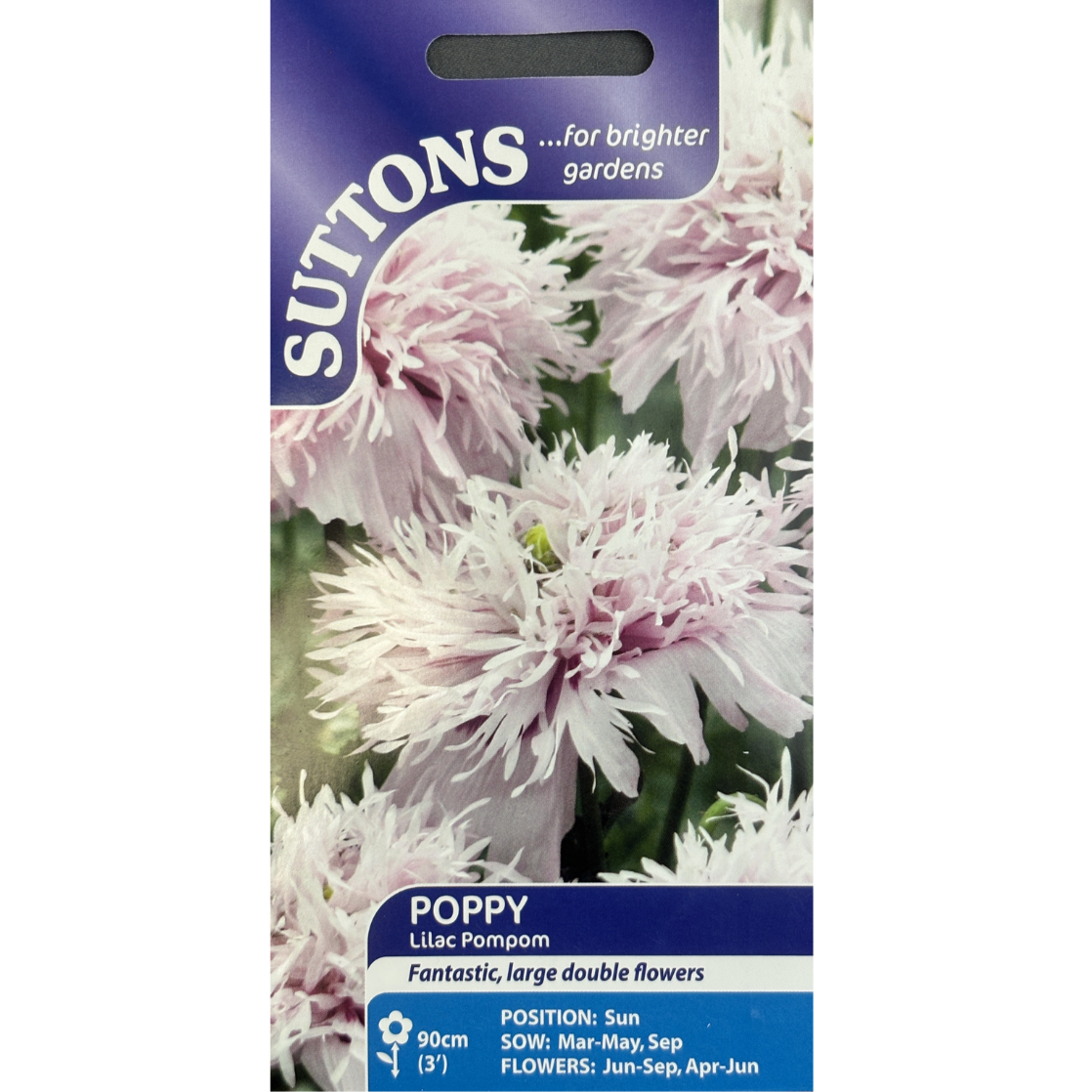 Suttons Seed Poppy Lilac Pompom Pkg.