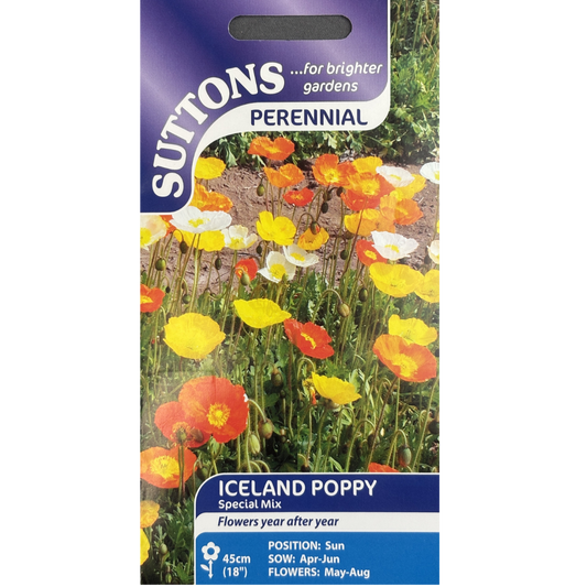 Suttons Seed Poppy Iceland Special Mix Pkg.