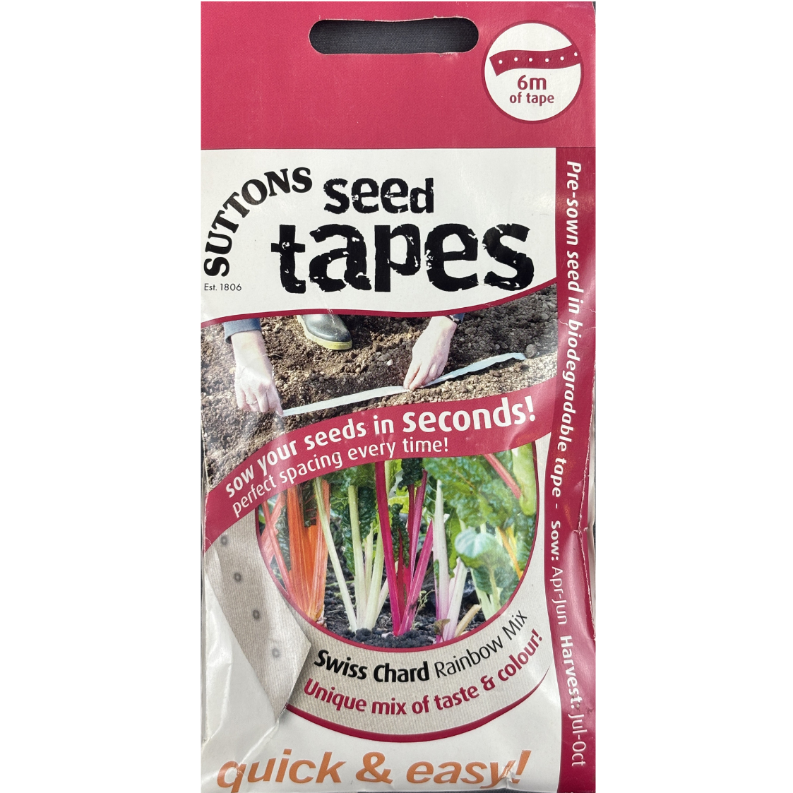 Suttons Seed Tape Swiss Chard Rainbow Mix