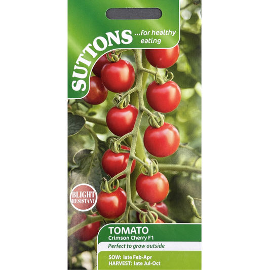 Suttons Seed Tomato F1 Crimson Cherry Pkg.