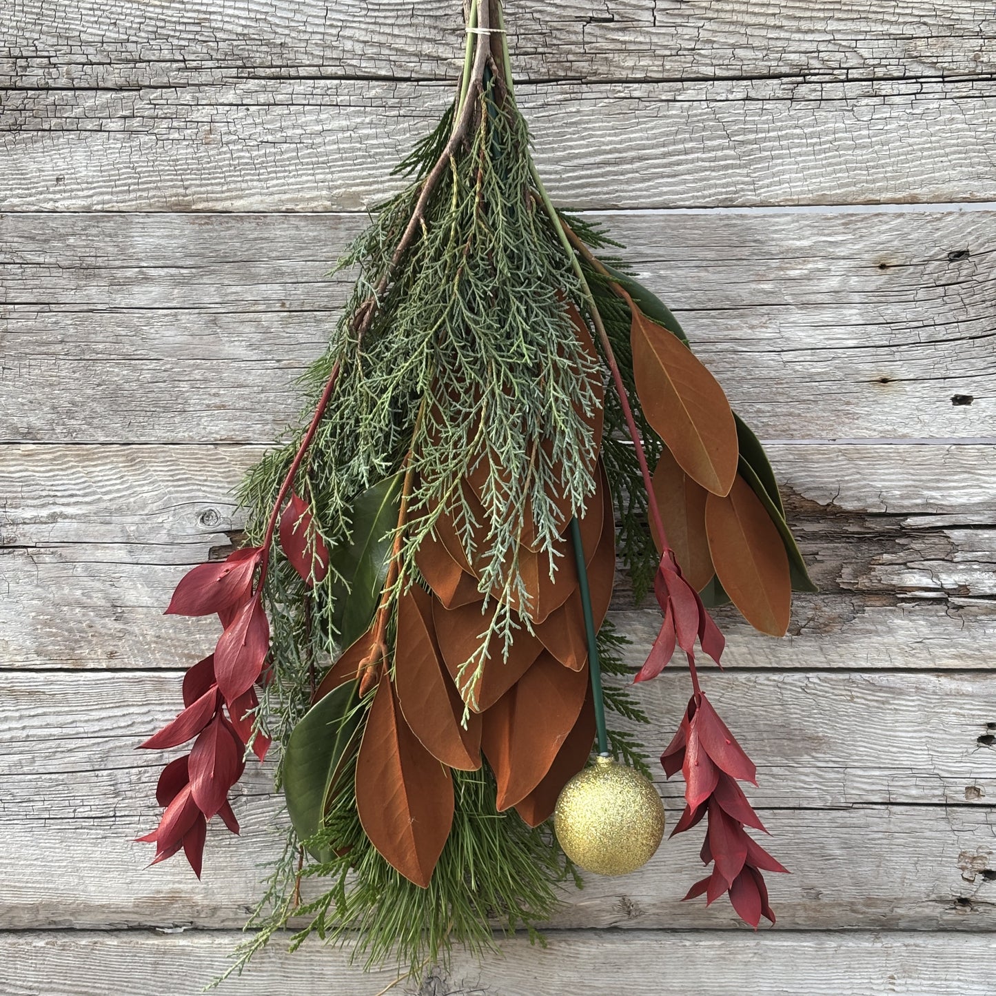 Fresh Greens Bouquet Magnolia Red