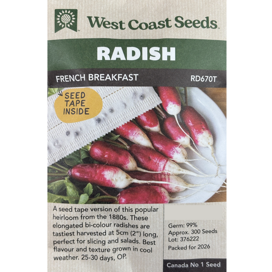 West Coast Radish French Breakfast Seed Tape