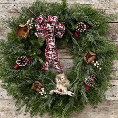 Fresh Wreath 16" "Woodsy Owl"