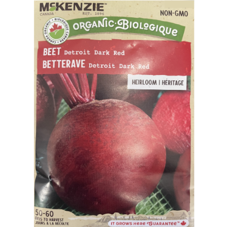 McKenzie Organic Seeds Beet Detroit Dark Red Pkg